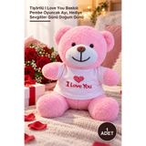 Yenilig 1 Adet Peluş Ayıcık – Tişörtlü I Love You Baskılı Pembe Oyuncak Ayı, Hediye Sevgililer Günü Doğum Günü