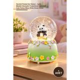 Yenilig 1 Adet Sevimli Panda Kar Küresi – Işıklı Müzikli Otomatik Püskürtmeli Dekoratif Cam Fanus Masa Biblo Snow Globe
