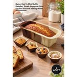 Yenilig 1 Adet Silikon Kek Kalıbı Seti – Baton Kek ve Mini Muffin Kalıpları, Esnek Yapışmaz Gıda Uyumlu Silicone Baking Molds