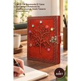 Yenilig 1 Adet Taşlı Deri Defter – 20*15 cm Boyutunda El Yazısı Not Defteri, Notebook ve Leather Journal, Süslü Tasarım