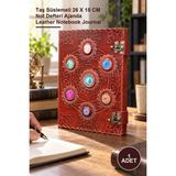 Yenilig 1 Adet Taşlı Deri Defter – Taş Süslemeli 26 x 18 cm Not Defteri Ajanda Leather Notebook Journal