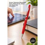 Yenilig 1 Adet Touchpen Metal Kalem – Kırmızı Tükenmez Dokunmatik Kalem, Metal Gövde, Silikon Uçlu Stylus Pen