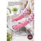 Yenilig 1 Adet Uzun Bulaşık ve Temizlik Eldiveni – Dirsek Boyu Lateks Eldiven, Kaymaz Bulaşık Eldiveni, Çiçek Desenli Long Cleaning Gloves