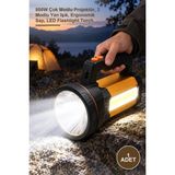 Yenilig 1 Adet Yüksek Güçlü Acil Durum El Feneri – 800W Çok Modlu Projektör, 3 Modlu Yan Işık, Ergonomik Sap, LED Flashlight Torch