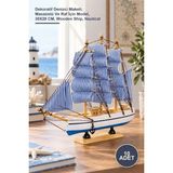Yenilig 10 Adet Ahşap Gemi – Dekoratif Denizci Maketi, Masaüstü ve Raf Için Model, 30X28 Cm, Wooden Ship, Nautical - 30 x 28 cm