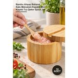 Yenilig 10 Adet Ahşap Kaşıklı Baharatlık – Bambu Ahşap Baharat Kabı Mıknatıslı Kapaklı Mini Kaşıklı Tuz Şeker Spice Jar