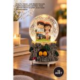 Yenilig 10 Adet Cam Kar Küresi – Işıklı Müzikli Otomatik Kar Püskürtme Dekoratif Biblo, Kütük Üzerinde Oturan Sevgililer, Snow Globe
