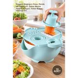 Yenilig 10 Adet Çok Fonksiyonlu Salata Aparatı – Süzgeçli Doğrayıcı Kase, Rende ve Dilimleyici, Sebze Meyve Yıkama Süzgeci, Salad Maker