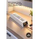 Yenilig 10 Adet CT-2574 Slim Şerit LED Trafosu – 60W 5 Amper Fansız LED Driver, 220V IP20, 5 Metre Uyumlu Trafo