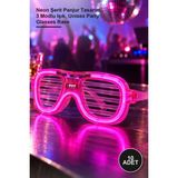 Yenilig 10 Adet Pembe LED Işıklı Parti Gözlüğü – Neon Şerit Panjur Tasarım, 3 Modlu Işık, Unisex Party Glasses Rave
