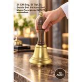 Yenilig 10 Adet Pirinç El Çanı – 21 cm Boy, El Tipi Zil, Servis Bell ve Hand Bell, Masa Çanı Model NI7077A