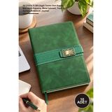 Yenilig 10 Adet Tarihsiz Ajanda Defter – A5 21X14.5 cm Çizgili Termo Deri Kapak, Mıknatıslı Kapanış, Metal Işlemeli, Yeşil, Ip Ayraclı, Notebook Journal