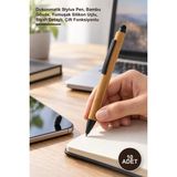 Yenilig 10 Adet Touchpen Tükenmez Kalem – Dokunmatik Stylus Pen, Bambu Gövde, Yumuşak Silikon Uçlu, Siyah Detaylı, Çift Fonksiyonlu