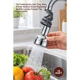 Yenilig 10 Adet Uzatılabilir Hortumlu Musluk Başlığı – Üç Fonksiyonlu (Jet, Duş, Düz) Esnek Hortum Krom Kaplama Mutfak Lavabo Faucet Tap