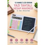 Yenilig 12 Haneli LCD Yazı Tahtalı Hesap Makinesi Kalemli Büyük Ekranlı Masaüstü Hesap Makinası Ev Okul Ofis