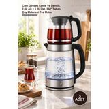 Yenilig 2 Adet 2'si 1 Arada Çaycı – Cam Gövdeli Kettle ve Demlik, 2.0l Alt + 1.2l Üst, 360° Taban, Çay Makinesi Tea Maker