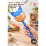 Yenilig 2 Adet Ahşap Marakas – Kedili Tasarımlı El Aleti, 25 cm Boy, Maracas, Rattle, Ritm Aleti