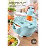 Yenilig 2 Adet Çok Fonksiyonlu Salata Aparatı – Süzgeçli Doğrayıcı Kase, Rende ve Dilimleyici, Sebze Meyve Yıkama Süzgeci, Salad Maker