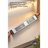 Yenilig 2 Adet CT-2679 Şerit LED Trafosu – 200W 17A 12V Dc Süper Slim Fansız Klemensli LED Driver Power Supply - 200 W
