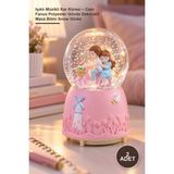 Yenilig 2 Adet Işıklı Müzikli Kar Küresi – Cam Fanus Polyester Gövde Dekoratif Masa Biblo Snow Globe