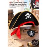 Yenilig 2 Adet Kaptan Jack Çocuk Korsan Şapkası ve Vinleks Deri Göz Bandı – Siyah Keçe/kumaş Şapka, Plastik Göz Bandı, Çocuk Parti Aksesuarı, Pirate Hat