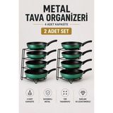 Yenilig 2 Adet Metal Tava Organizeri 4 Katlı Tava Rafı Mutfak Düzenleyici Yer Tasarruflu Tencere Standı Çok Renkli