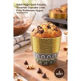Yenilig 2 Adet Muffin Kek Kapsülü – Kalın Kağıt Gold Folyolu, Yuvarlak Cupcake Liner, Fırın Kullanıma Uygun - Sarı