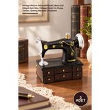 Yenilig 2 Adet Nostaljik Dikiş Makinesi Biblo – Vintage Reçine Dekoratif Model, Masa Raf Kitaplık Için Süs, Vintage Siyah ve Ahşap Tonları, Sewing Machine Ornament
