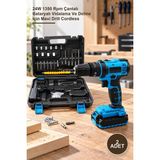 Yenilig 2 Adet Şarjlı Matkap Seti – 24W 1350 Rpm Çantalı Bataryalı Vidalama ve Delme Için Mavi Drill Cordless