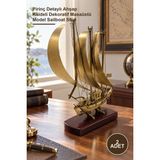 Yenilig 2 Adet Yelkenli Gemi Maketi – Pirinç Detaylı Ahşap Kaideli Dekoratif Masaüstü Model Sailboat Ship
