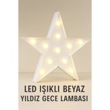 Yenilig 28x28 cm Yıldız Gece Lambası - Gün Işığı, Pilli, Kablosuz Duvar & Masa Süsü