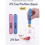 Yenilig 2’li Cep Parfüm Şişesi 4 ml Doldurulabilir Mini Parfüm Atomizer Seti Taşınabilir Seyahat Şişesi Karma