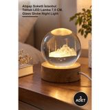 Yenilig 3 Adet 3D Kristal Cam Küre – Ahşap Soketli Istanbul Temalı LED Lamba 7,5 Cm, Glass Globe Night Light