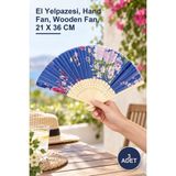 Yenilig 3 Adet Ahşap Yelpaze – El Yelpazesi, Hand Fan, Wooden Fan, 21 x 36 cm