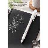 Yenilig 3 Adet Beyaz Jel Kalem – Siyah Yapraklı Defterler Için Jel Kalem, 1 mm Elmas Uçlu, Beyaz Mürekkep, Gel Pen