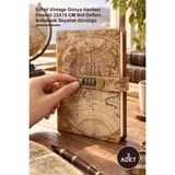 Yenilig 3 Adet Defter – Şifreli Vintage Dünya Haritası Desenli 22X15 cm Not Defteri Notebook Seyahat Günlüğü