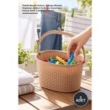 Yenilig 3 Adet Hasır Görünümlü Mandal Sepeti – Plastik Mandal Kutusu, Çamaşır Mandalı Organizer, Balkon ve Banyo Düzenleyici, Karışık Renk, Clothespin Basket