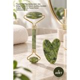Yenilig 3 Adet Jade Roller ve Gua Sha Taşı Seti – Yeşim Taşı Yüz Masaj Aleti, Göz Bölgesi Bakımı, Ödem Azaltma Destekli Soğuk Kullanım, Facial Roller