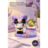 Yenilig 3 Adet Kuromi Kar Küresi ve Biblo – Işıklı Mor Tasarım, Dekoratif Masaüstü Aksesuarı, Snow Globe, El Boyama Polimer Reçine Cam