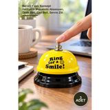 Yenilig 3 Adet Masa Zili – Renkli Yazılı Konsept Hediyelik Masaüstü Aksesuarı, Desk Bell, Call Bell, Servis Zili