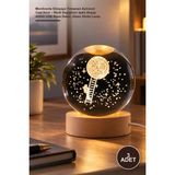 Yenilig 3 Adet Merdivenle Dünyaya Tırmanan Astronot Cam Küre – Renk Değiştiren Işıklı Ahşap Altlıklı USB Masa Dekor, Glass Globe Lamp