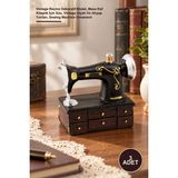 Yenilig 3 Adet Nostaljik Dikiş Makinesi Biblo – Vintage Reçine Dekoratif Model, Masa Raf Kitaplık Için Süs, Vintage Siyah ve Ahşap Tonları, Sewing Machine Ornament