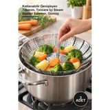 Yenilig 3 Adet Paslanmaz Çelik Buharda Pişirme Sepeti – Katlanabilir Genişleyen Tasarım, Tencere Içi Steam Basket Steamer, Gümüş