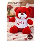 Yenilig 3 Adet Peluş Ayıcık – Kırmızı Love Tişörtlü Peluş Oyuncak 25 Cm, Sevimli Hediye ve Plush Bear