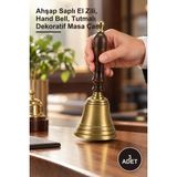 Yenilig 3 Adet Pirinç El Çanı – Ahşap Saplı El Zili, Hand Bell, Tutmalı Dekoratif Masa Çanı