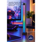 Yenilig 3 Adet Rgb Sese Duyarlı Ekolayzer LED Çubuk – Taşınabilir Atmosfer Işığı, Müzik Senkronize, USB Beslemeli, Ambient Light Sound Reactive