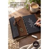 Yenilig 3 Adet Siyah Yapraklı Deri Hatıra Defteri – Yaprak Desenli Deri Kapak, Siyah Sayfalar, Beyaz Jel Kalem Seti, Notebook Journal