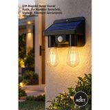 Yenilig 3 Adet Solar Sensörlü Ikili LED Ampul Lamba – Çift Başlıklı Solar Duvar Aplik, Pır Hareket Sensörlü, Vintage Filament Görünümlü
