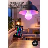 Yenilig 3 Adet Uzaktan Kumandalı LED Ampul – Rgb Renkli E27 Duy, 9W 800 Lümen, Dekoratif LED Bulb