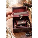 Yenilig 4 Adet Ahşap Deri Sandık Kutusu – 3'lü Iç Içe Vintage Nostaljik Hediye Kutusu, Dekoratif Kutu, Wooden Leather Chest, Storage Box